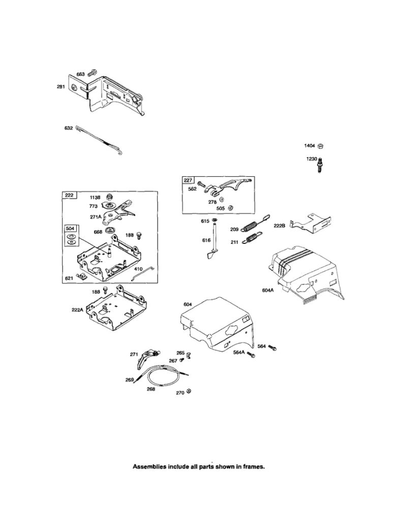 Control Bracket And Cover Diagram and Parts List for 210400 0035-0570 Briggs and Stratton Engine